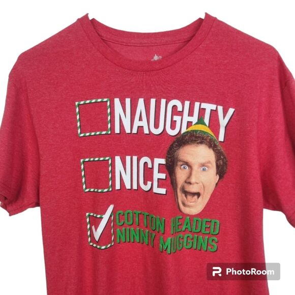 Elf Mens Cotton Headed Ninny Muggins Short Sleeve Tee Size Medium - Picture 3 of 5